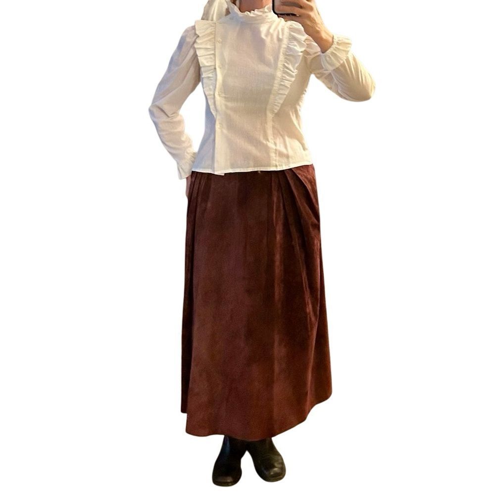 Vintage 70s Prairie Victorian Ruffles Puff Sleeve High Neck Bib Cottagecore M - Picture 4 of 16